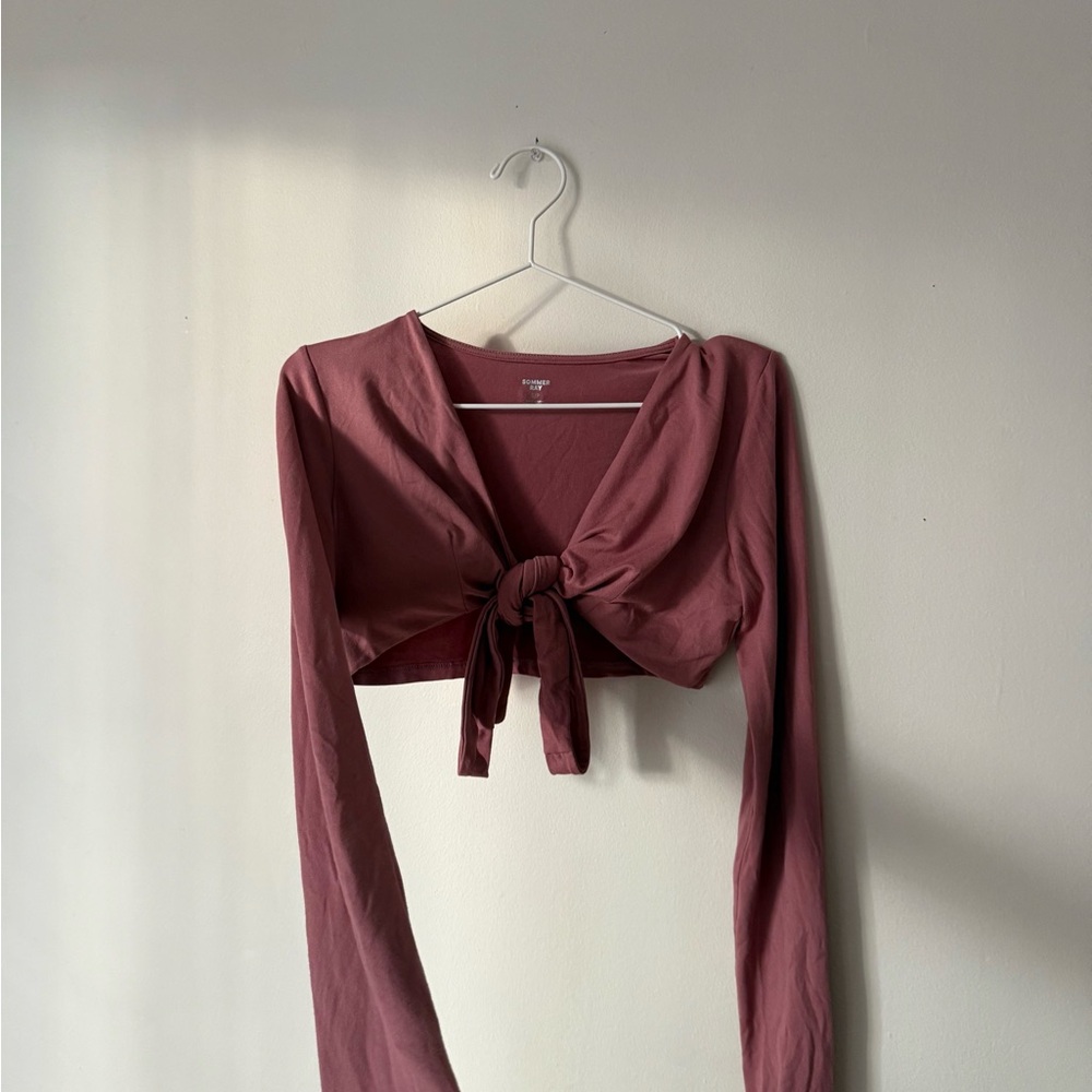 Sommer Ray Long Sleeve Tie-Front Pink Top